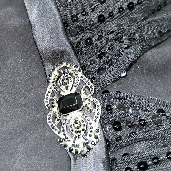 SL Fashions Black Mini Dress with Sequin Accents - Picture 3 of 7